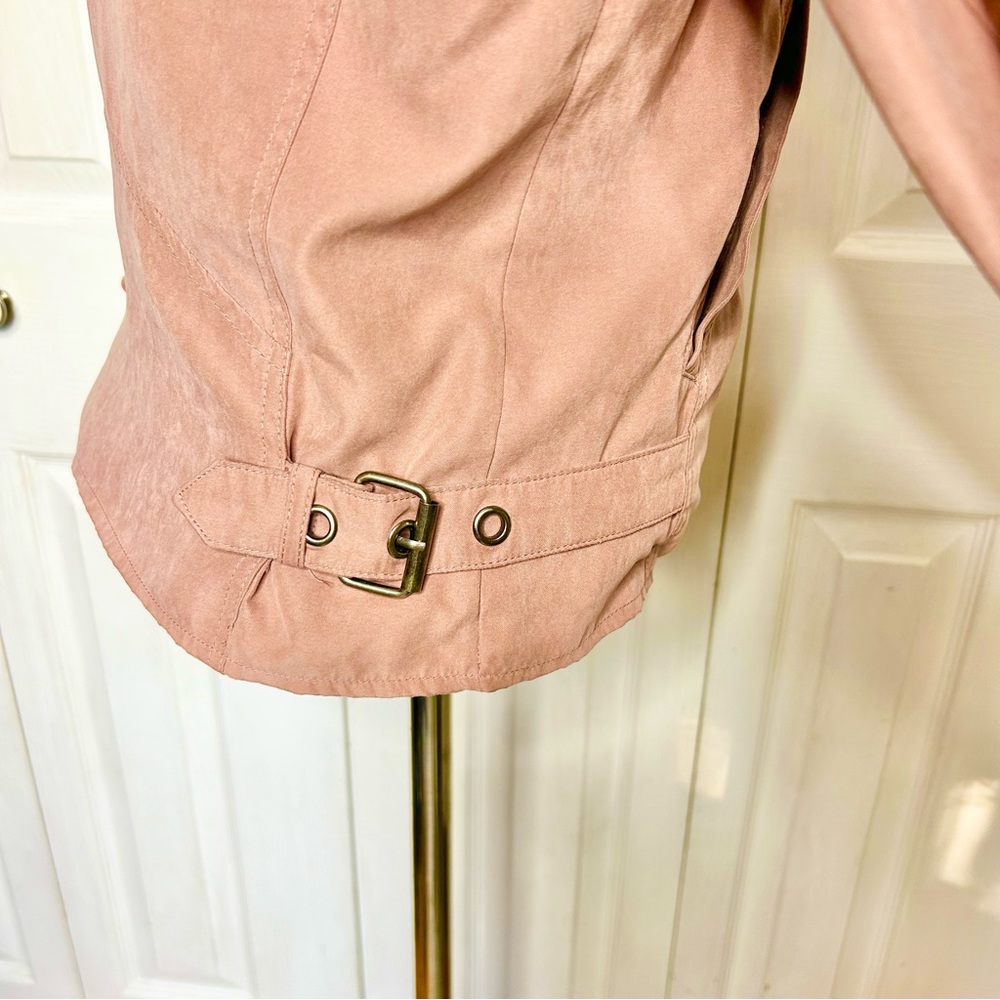 BE COOL lightweight moto jacket, blush/ dusty rose, asymmetrical zip, 31158-17 - Picture 4 of 6